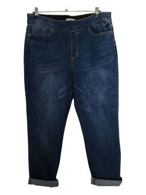 Croft and Barrow Womens Pull-On Elastic Waist Rolled Ankle Jeans Size 14